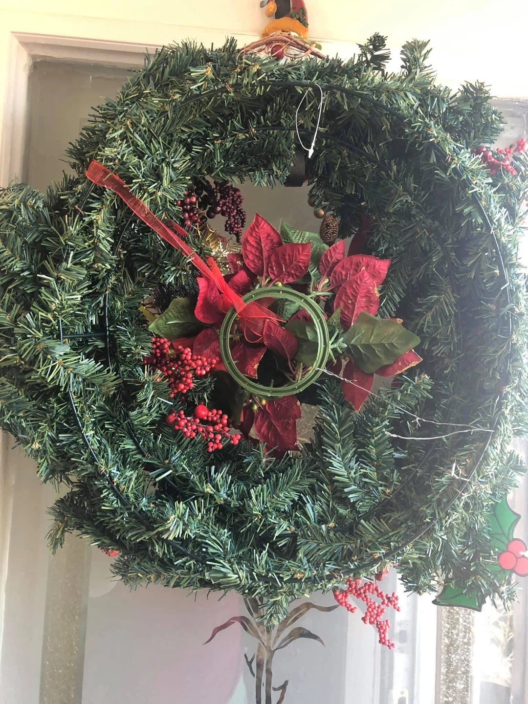 Christmas Wreath with Red Poinsettias - photo 5