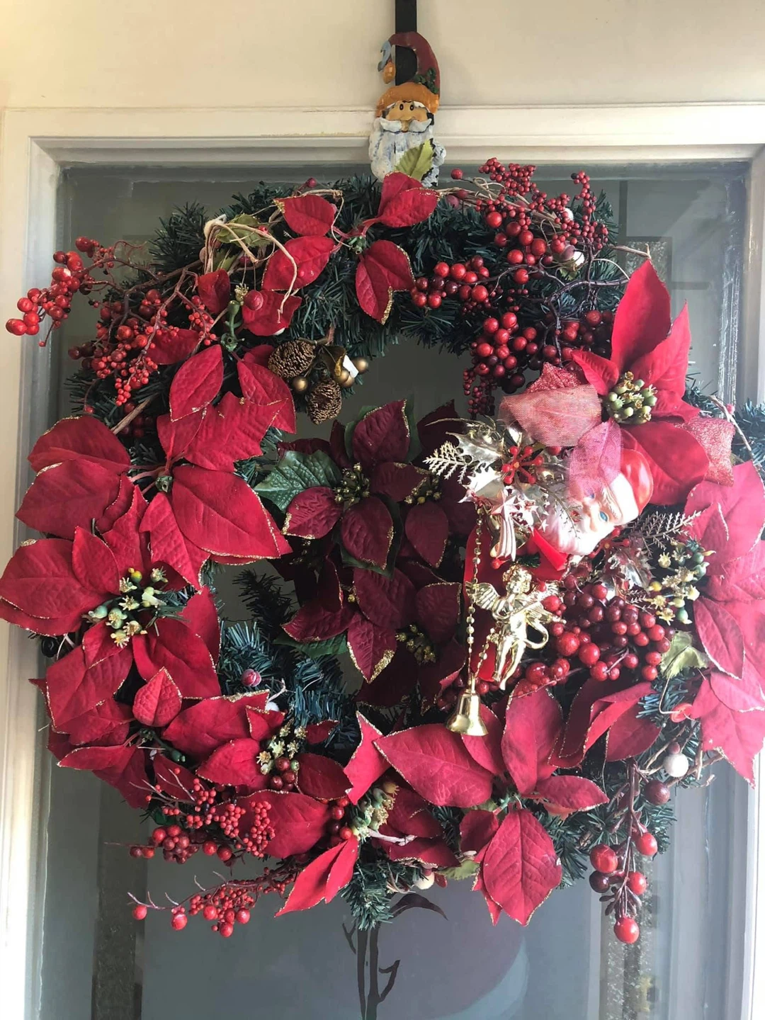 Christmas Wreath with Red Poinsettias