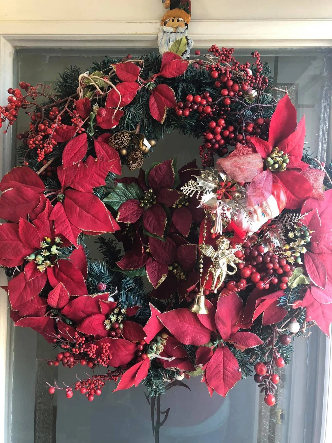 Christmas Wreath with Red Poinsettias - photo 3