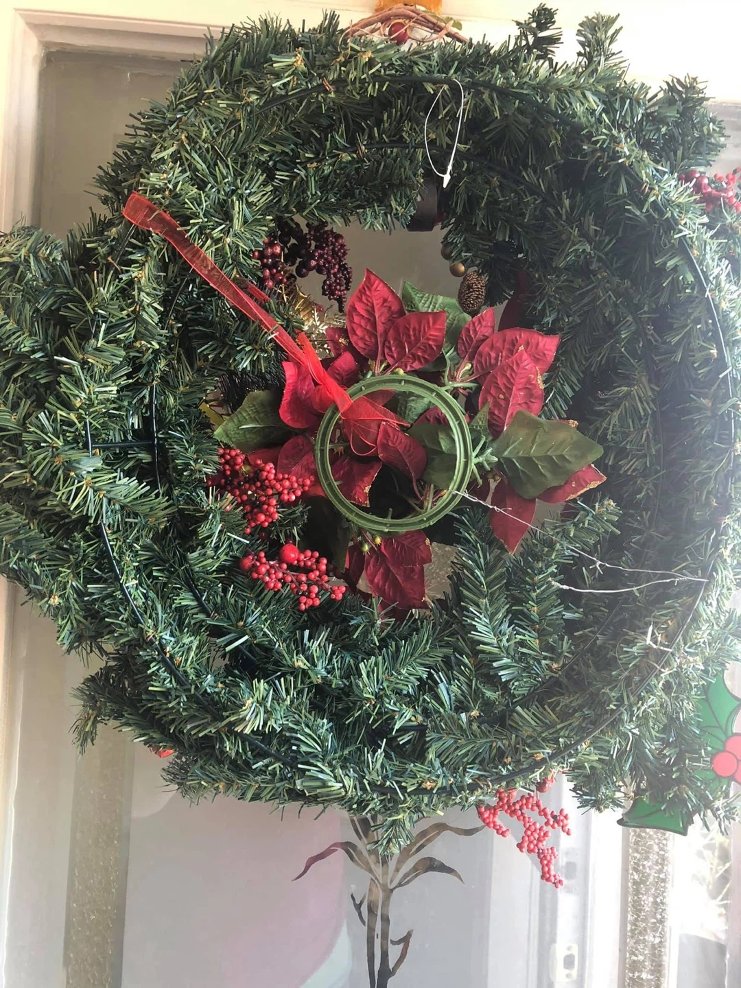 Christmas Wreath with Red Poinsettias - photo 4