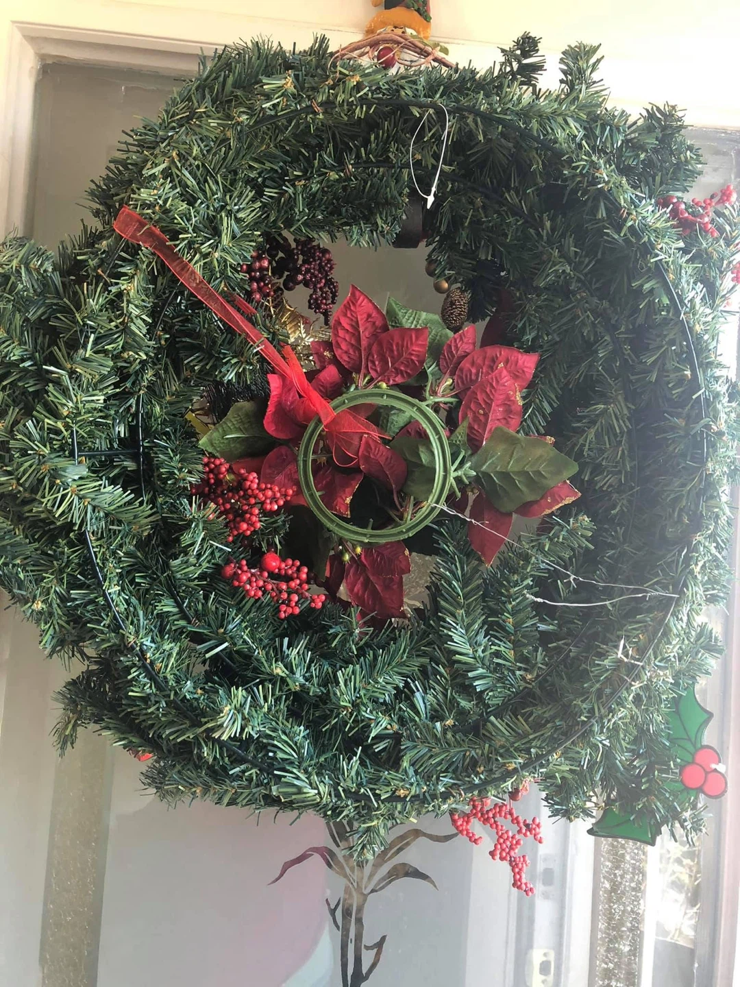 Christmas Wreath with Red Poinsettias - photo 2