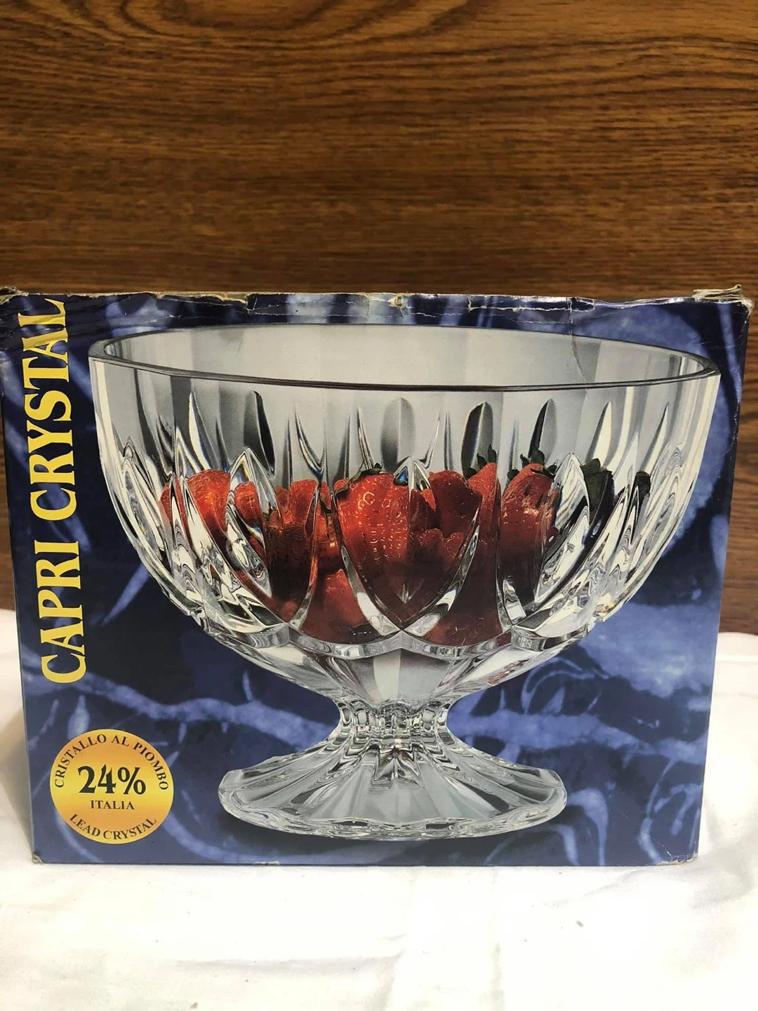 Capri Crystal Large Footed Bowl