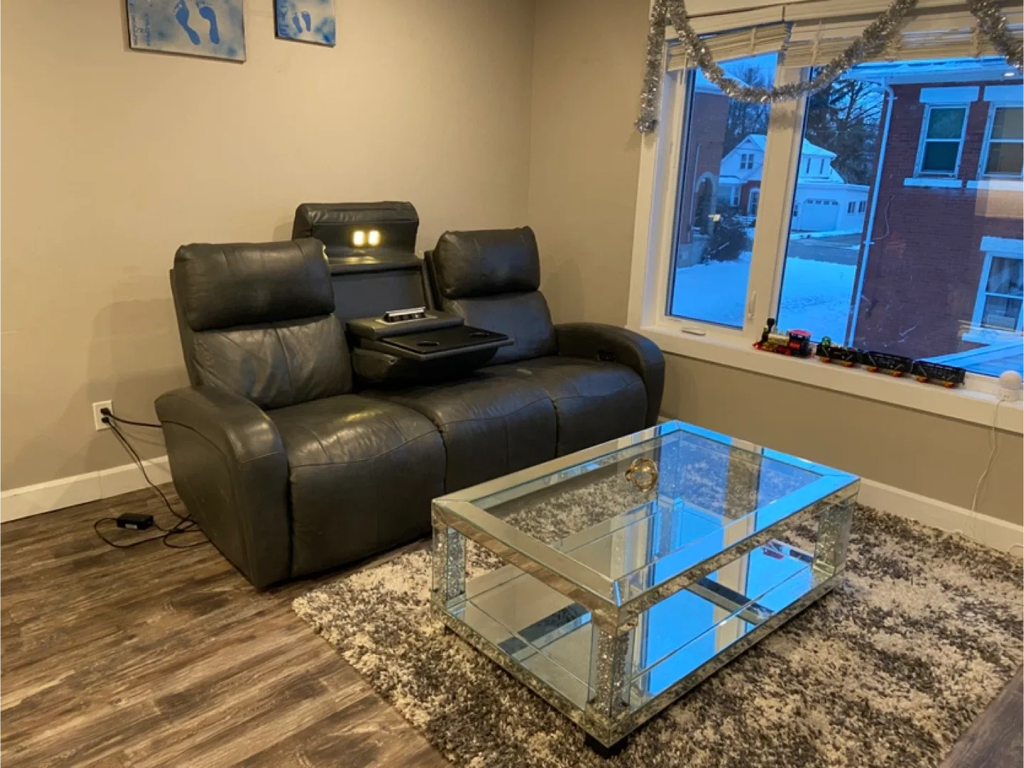 Genuine leather recliner couch