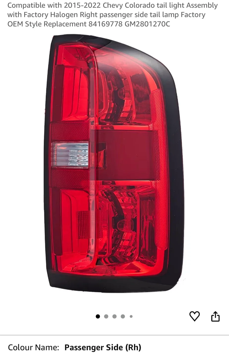 Chevy Colorado Tail Light Assembly - Passenger Side