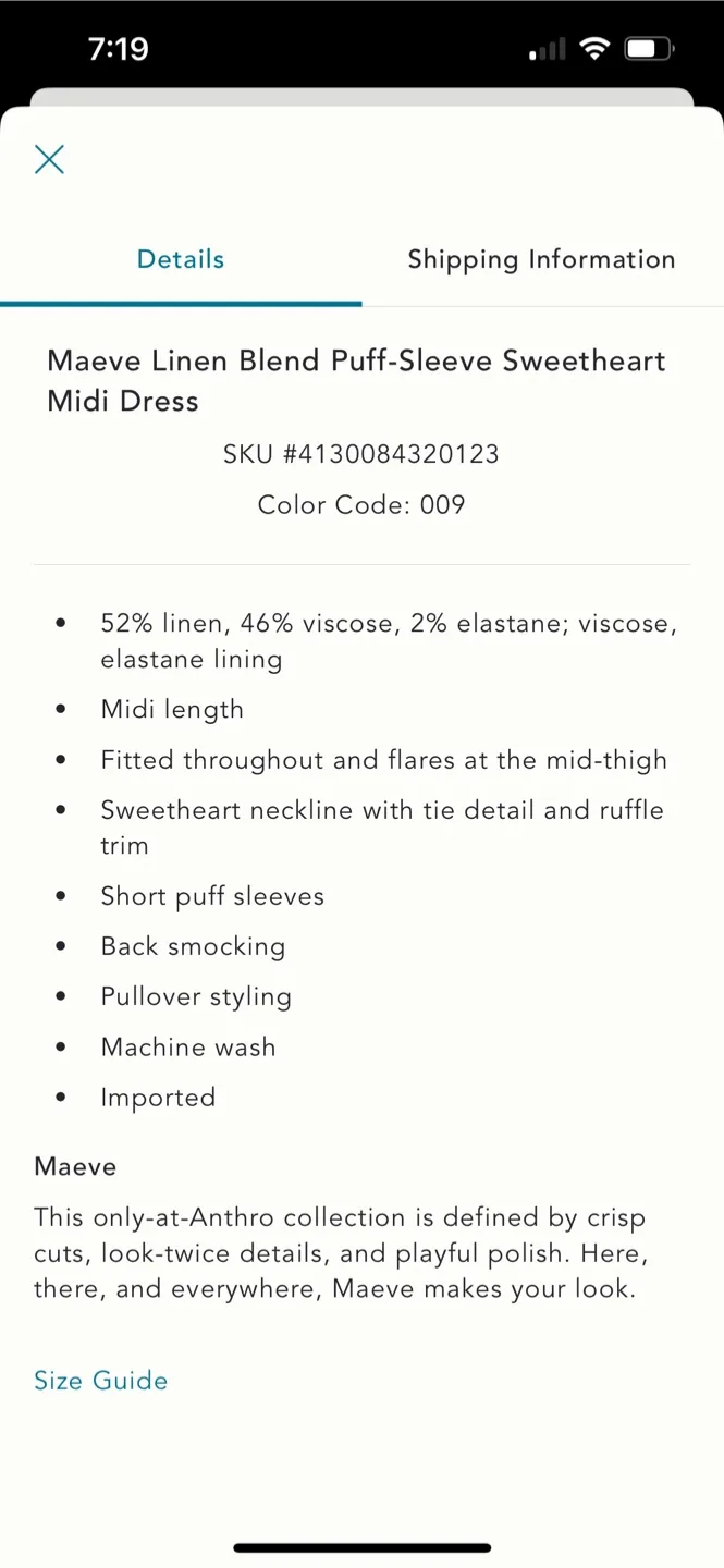 BNWT Anthropologie Maeve Linen Sweetheart Dress M image indicator(7)