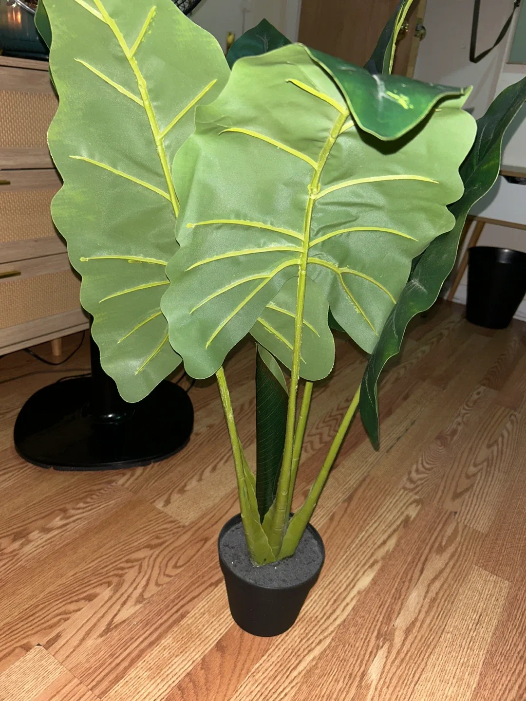 Faux Tropical Plant with Gold Stand