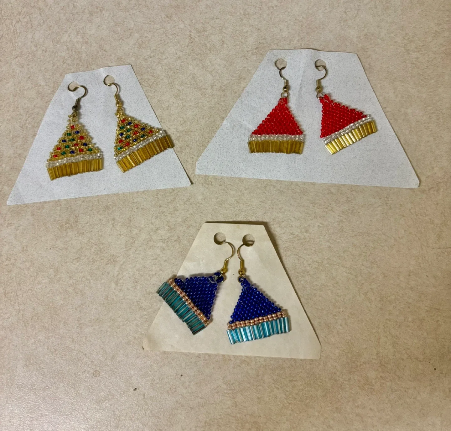 Handmade Beaded Christmas Tree Earrings
