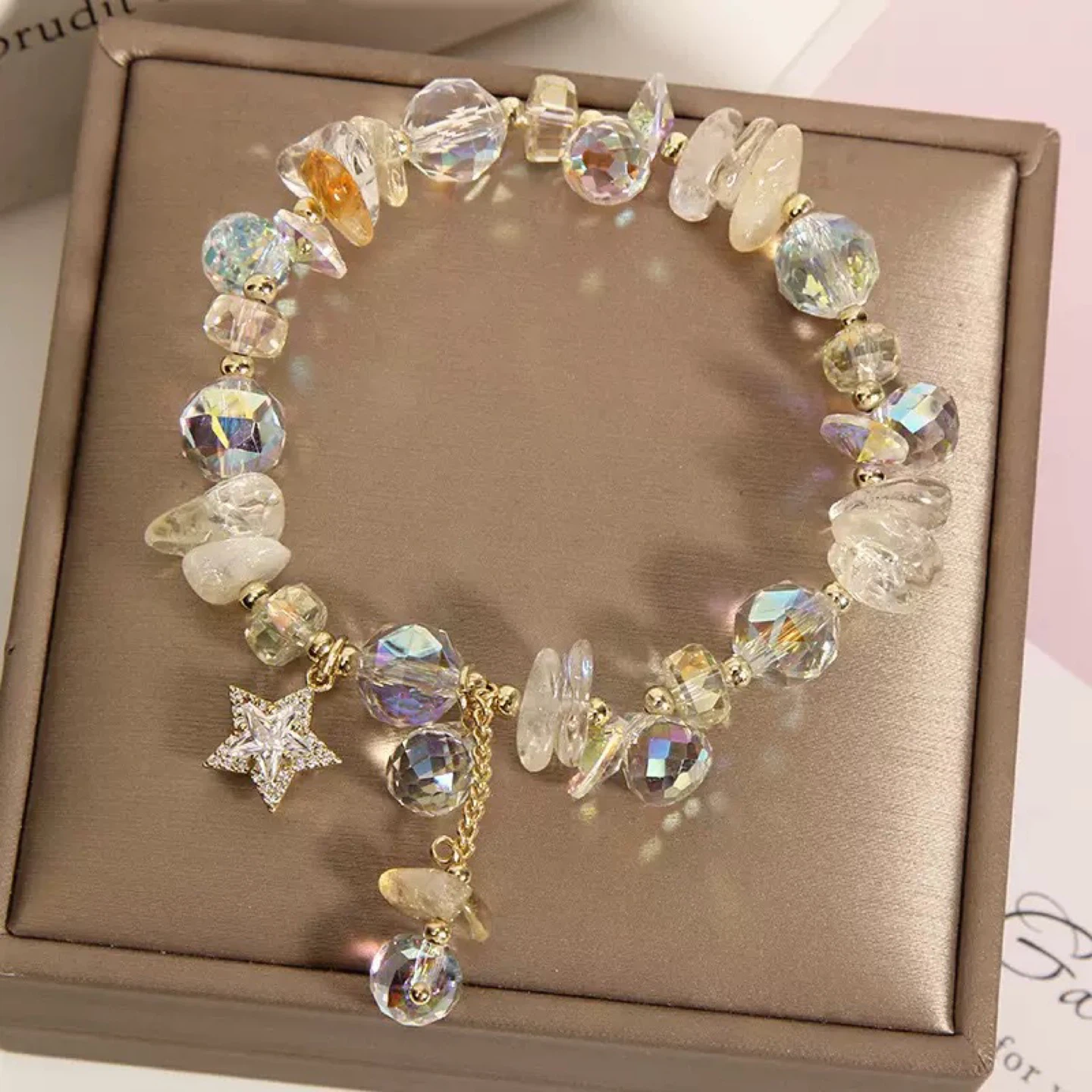 Crystal Beaded Bracelet with Star Charm Energy Stone - photo 4