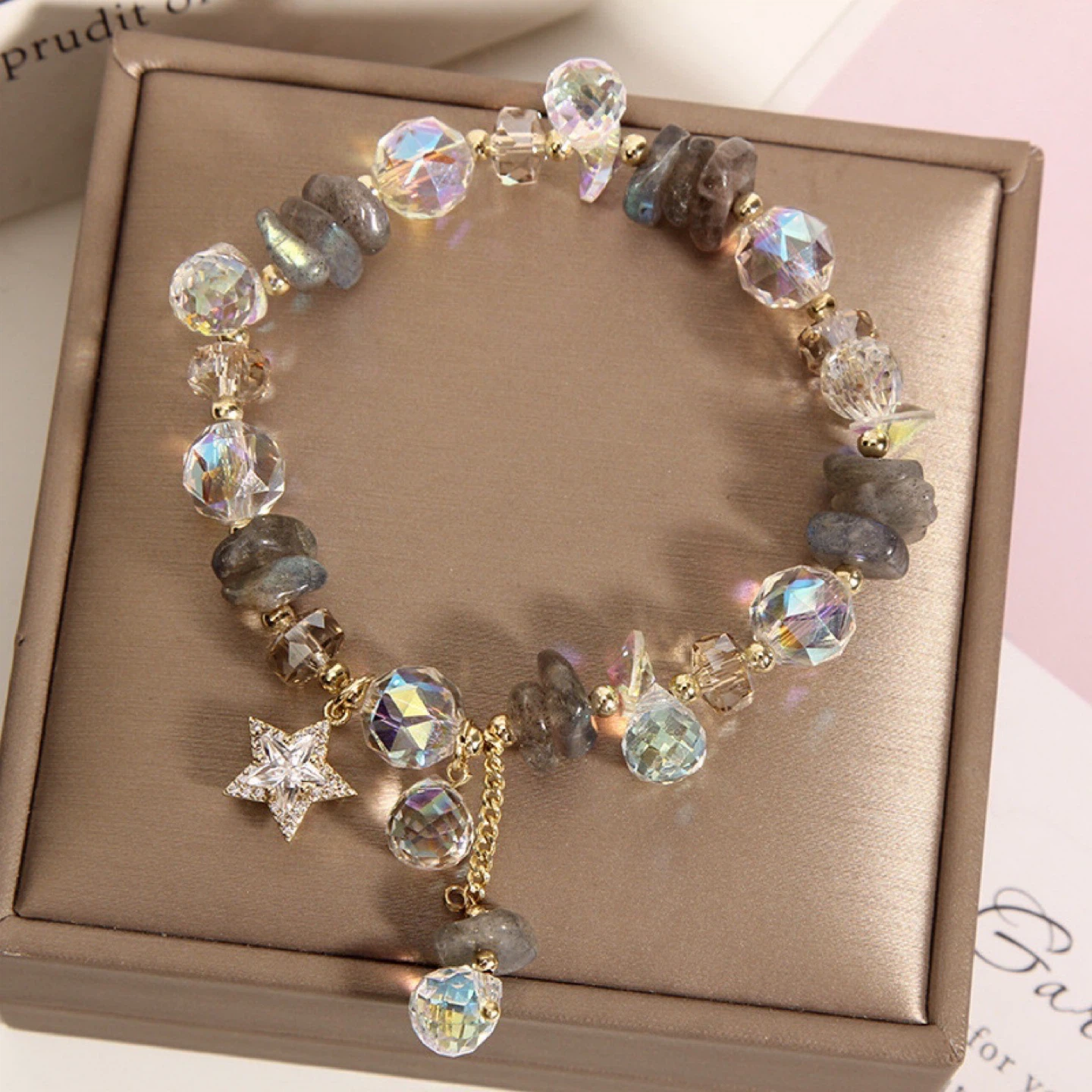 Crystal Beaded Bracelet with Star Charm Energy Stone - photo 5