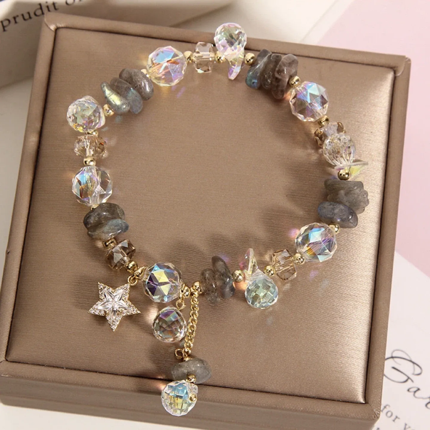 Crystal Beaded Bracelet with Star Charm Energy Stone image indicator(5)