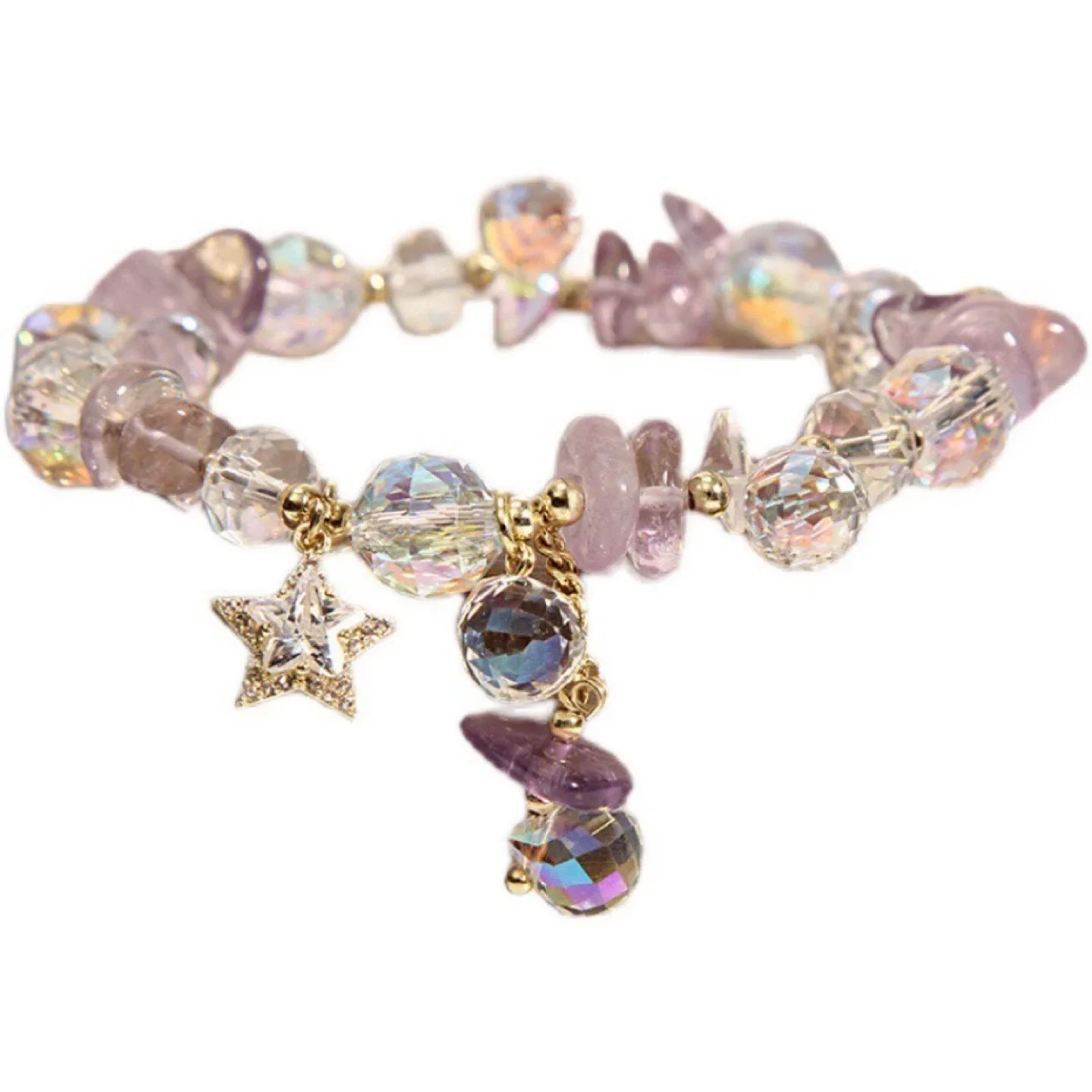 Crystal Beaded Bracelet with Star Charm Energy Stone image indicator(9)