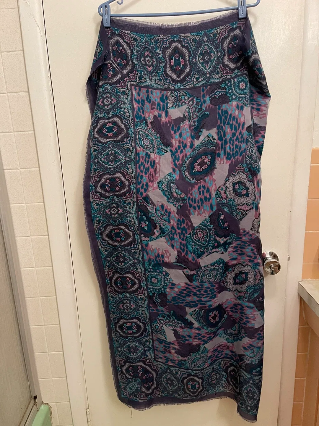 Patterned Pashmina Scarf - Purple, Blue, & Pink