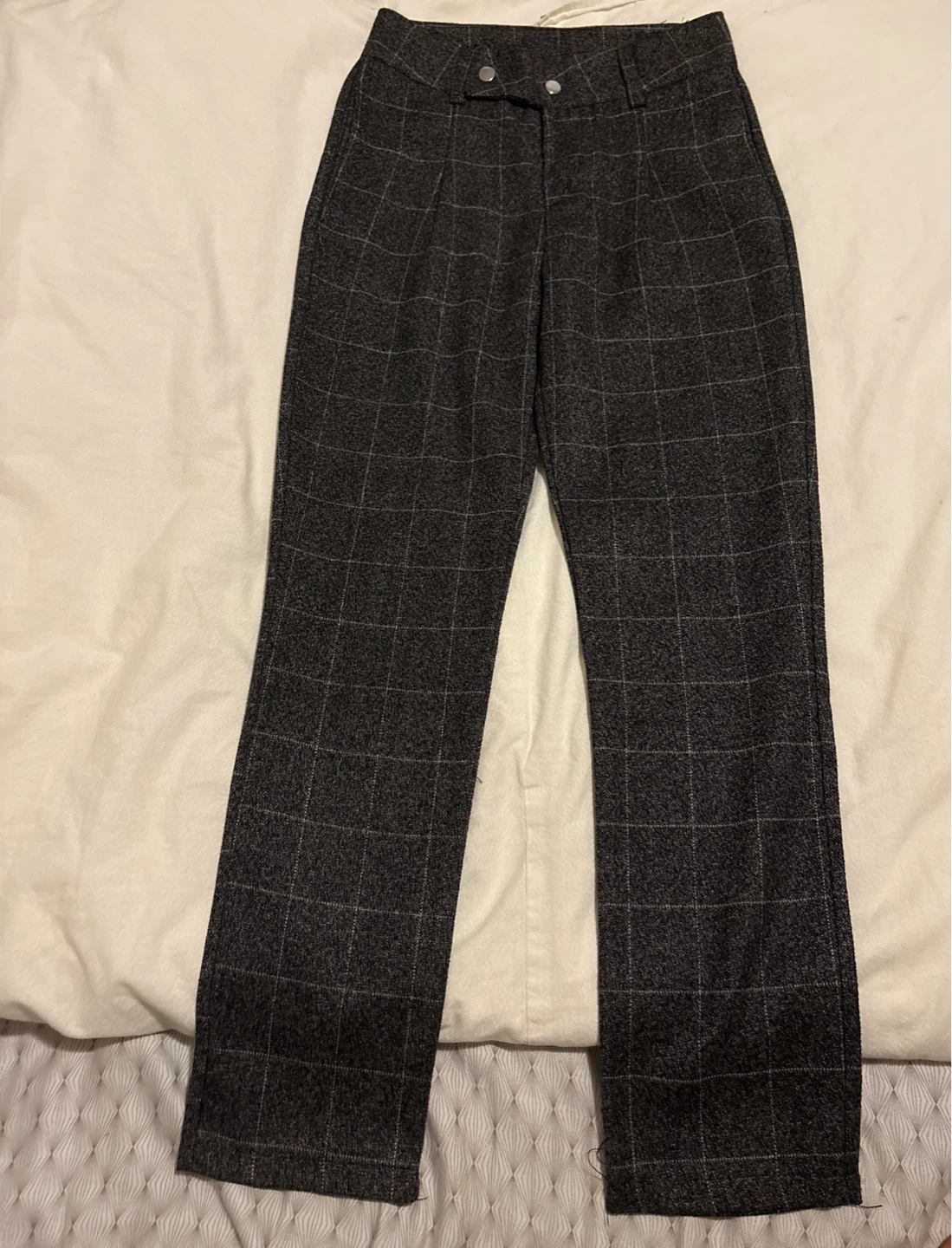 Grey Plaid Pants