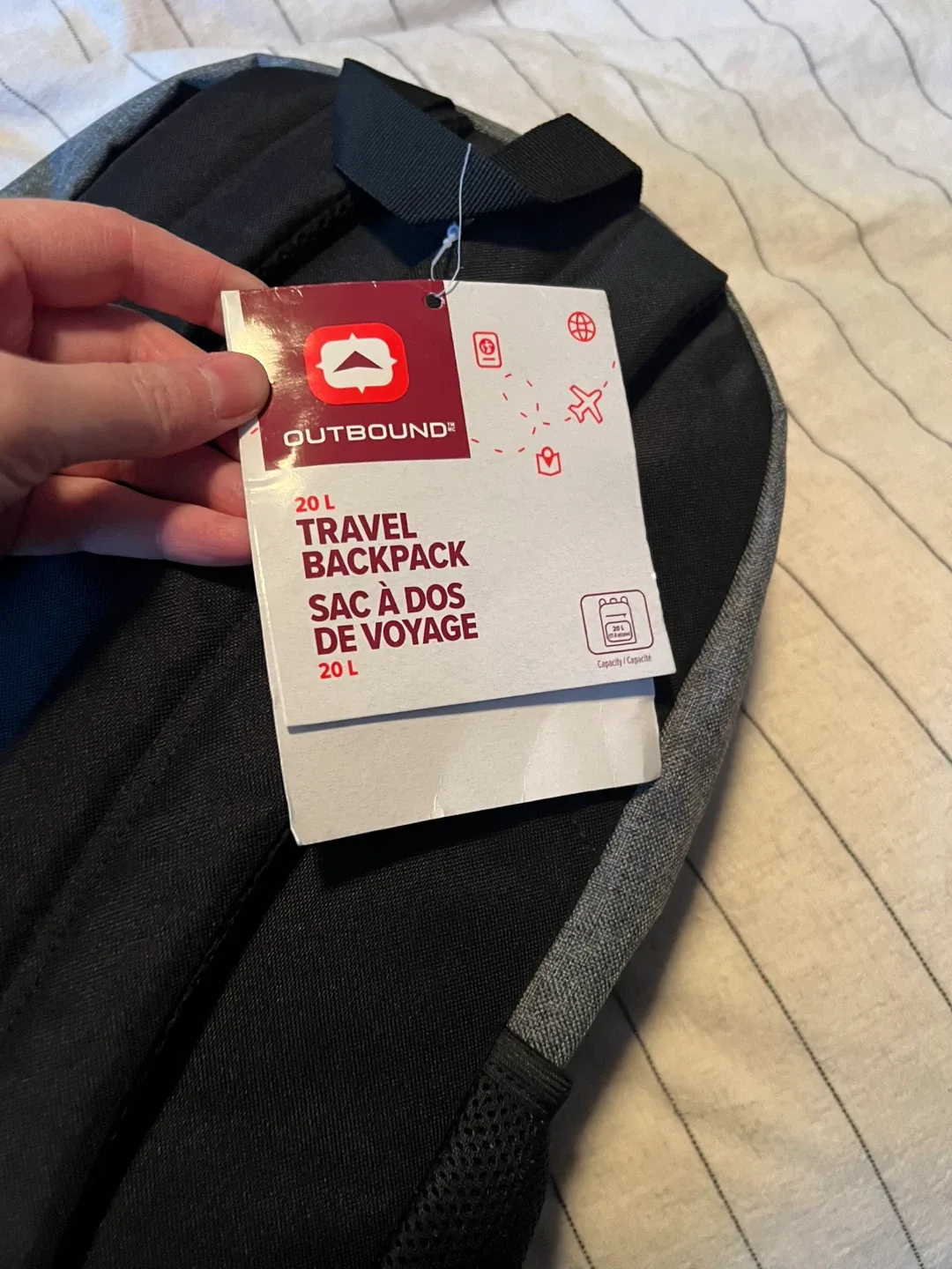 NEW Outbound 20L Travel Backpack - Grey & Black image indicator(4)