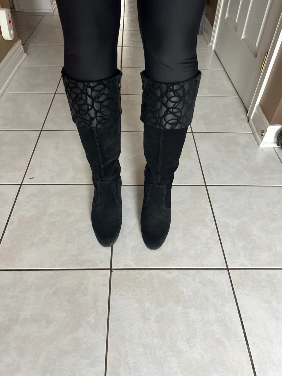 Black Suede Knee High Boots - Size 9 image indicator(2)