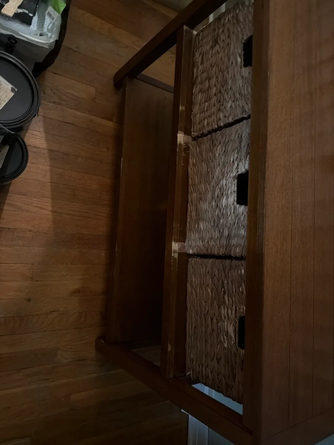 Wooden Console Table with Wicker Baskets image indicator(3)