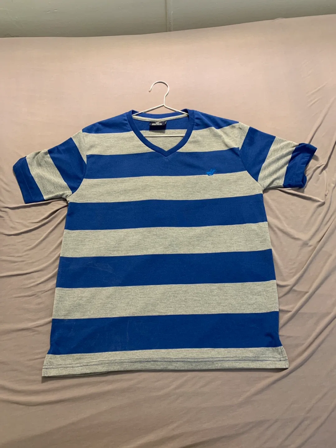 Pacific Polo Club Blue & Gray Striped T-Shirt