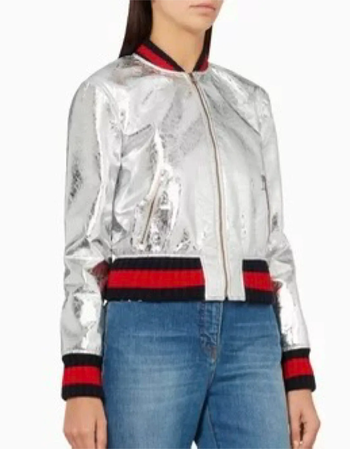 New Silver Bomber Jacket - Size M