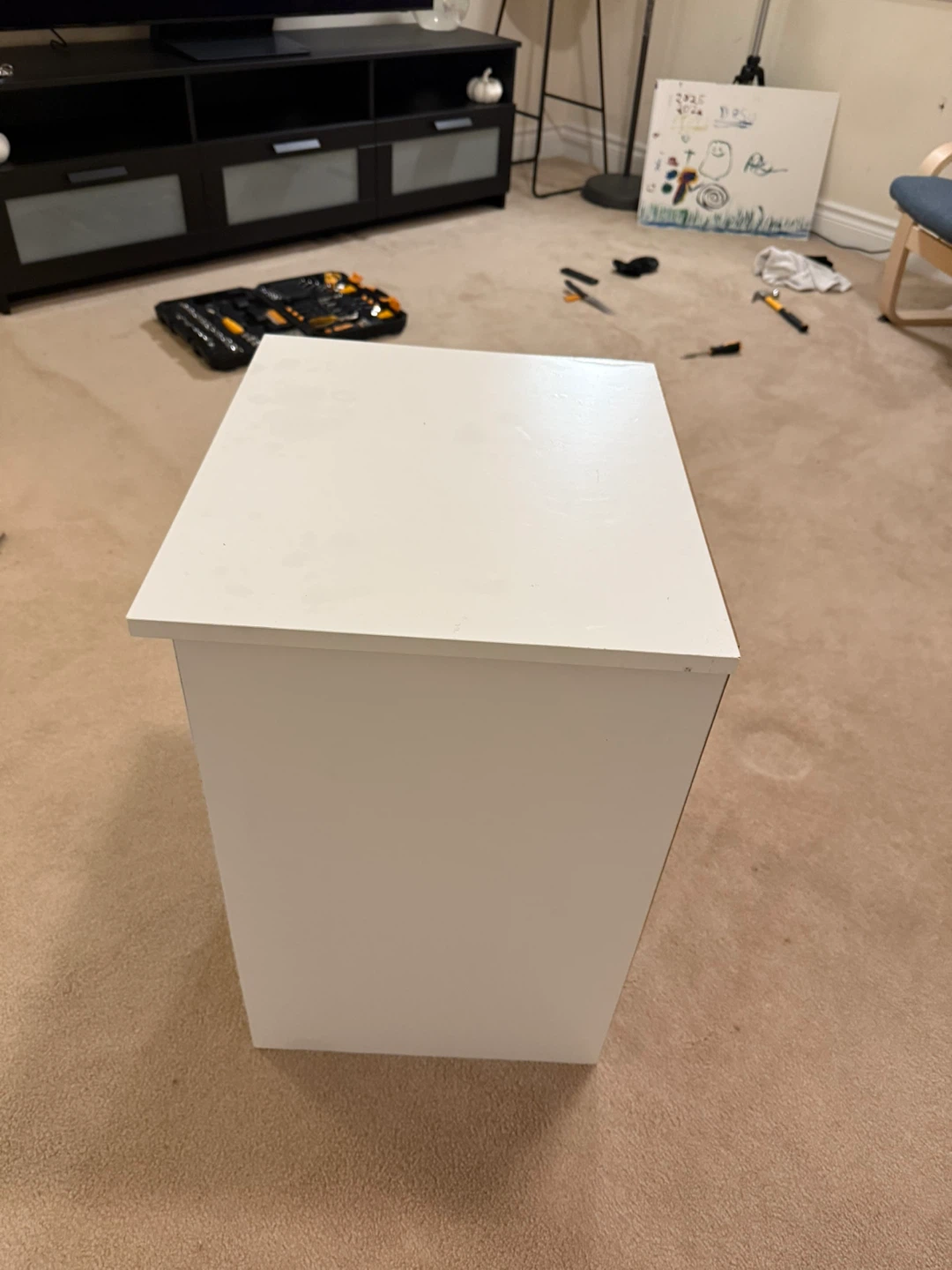 White Bedside Table Nightstand - photo 5