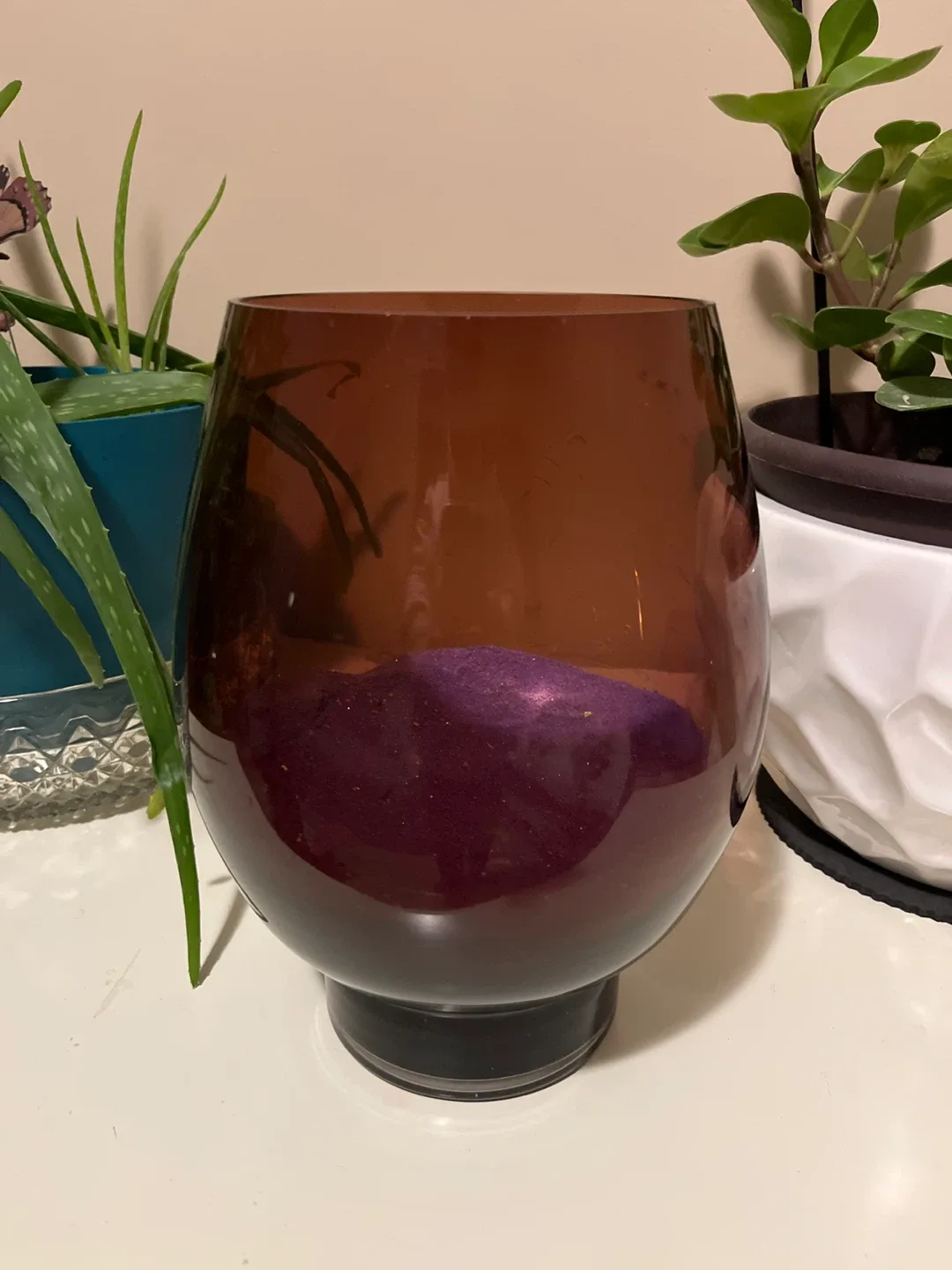 Burgundy Glass Vase - Home Decor