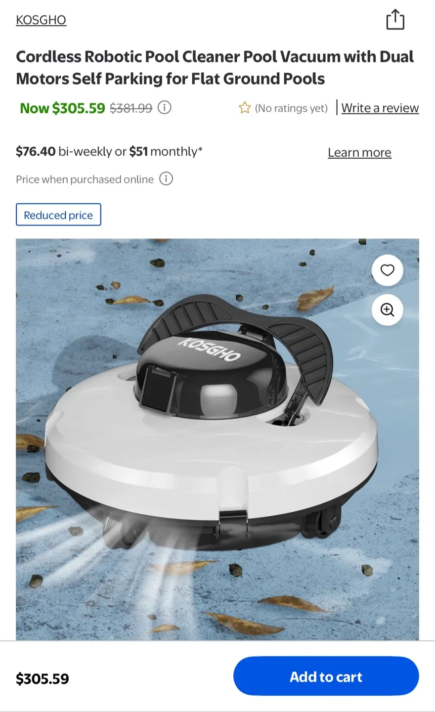 KOSGHO Cordless Robotic Pool Cleaner Vacuum - Like New!