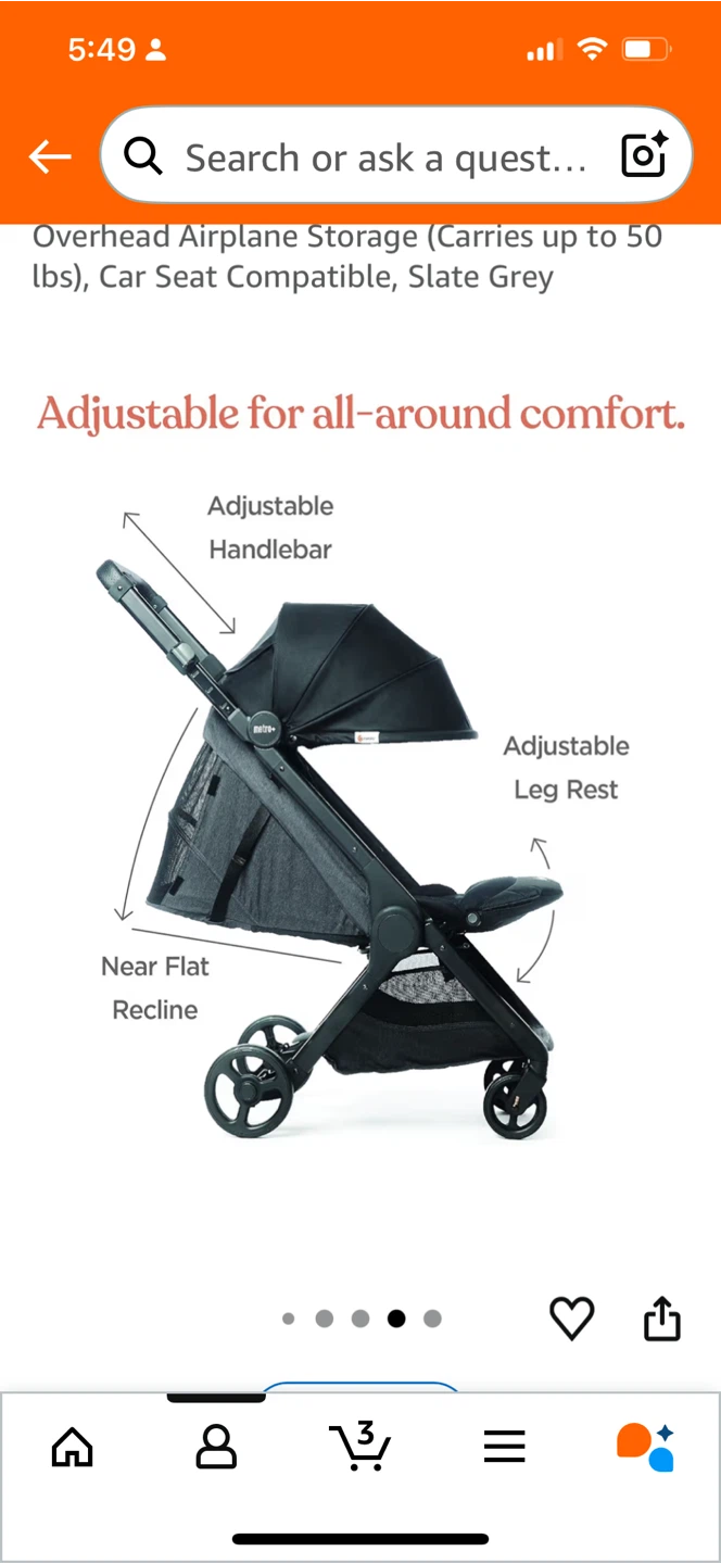 Ergobaby Metro+ Compact Stroller - Slate Grey - photo 2