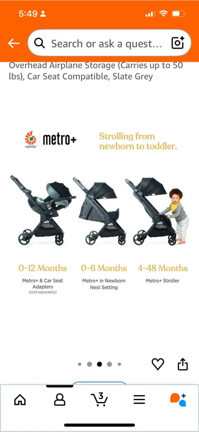 Ergobaby Metro+ Compact Stroller - Slate Grey image indicator(4)