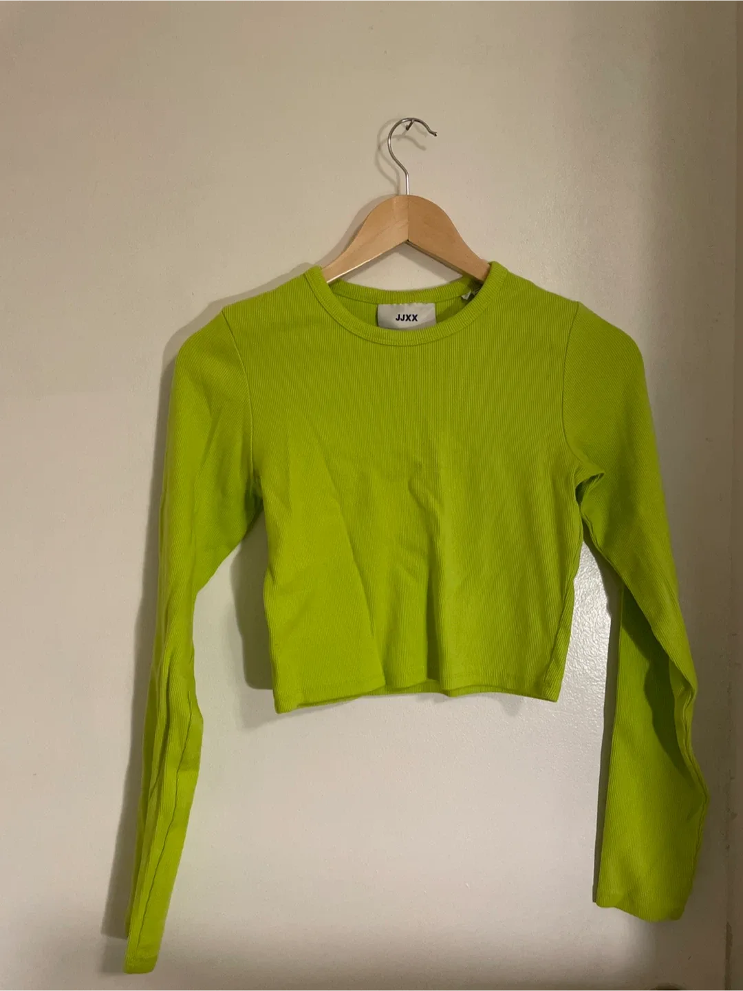JJXX Ribbed Long Sleeve Top - Size M - Lime Green