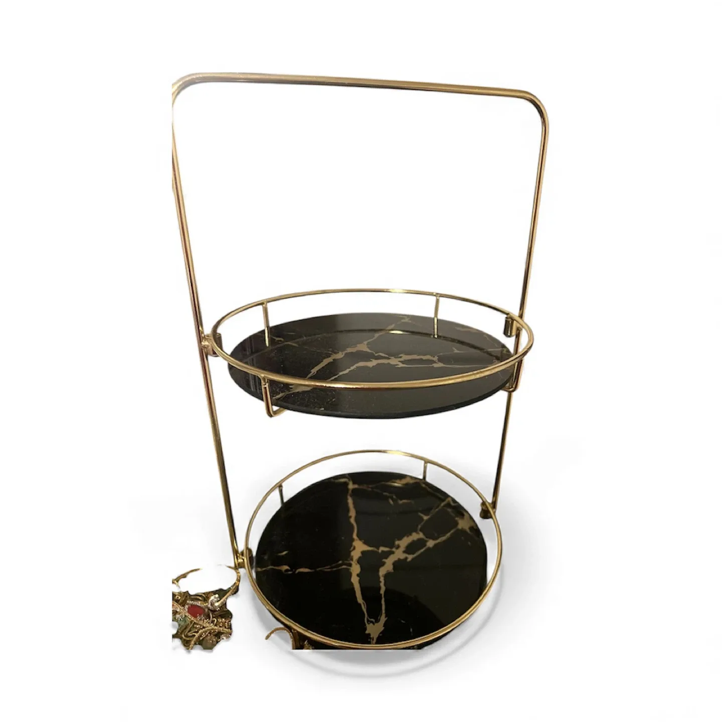 Gold & Black Marble 2-Tier make up Stand image indicator(2)