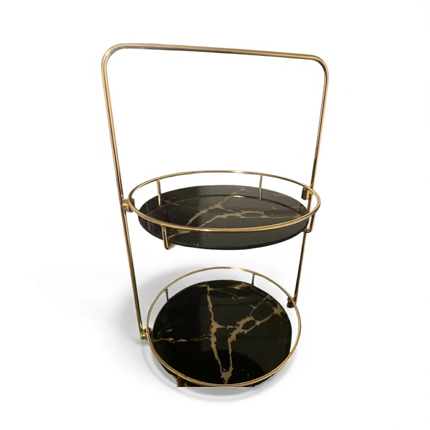 Gold & Black Marble 2-Tier make up Stand image indicator(3)