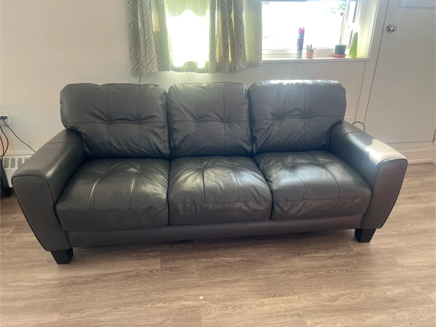 Bricks Genuine Grey Leather Sofa with insurance