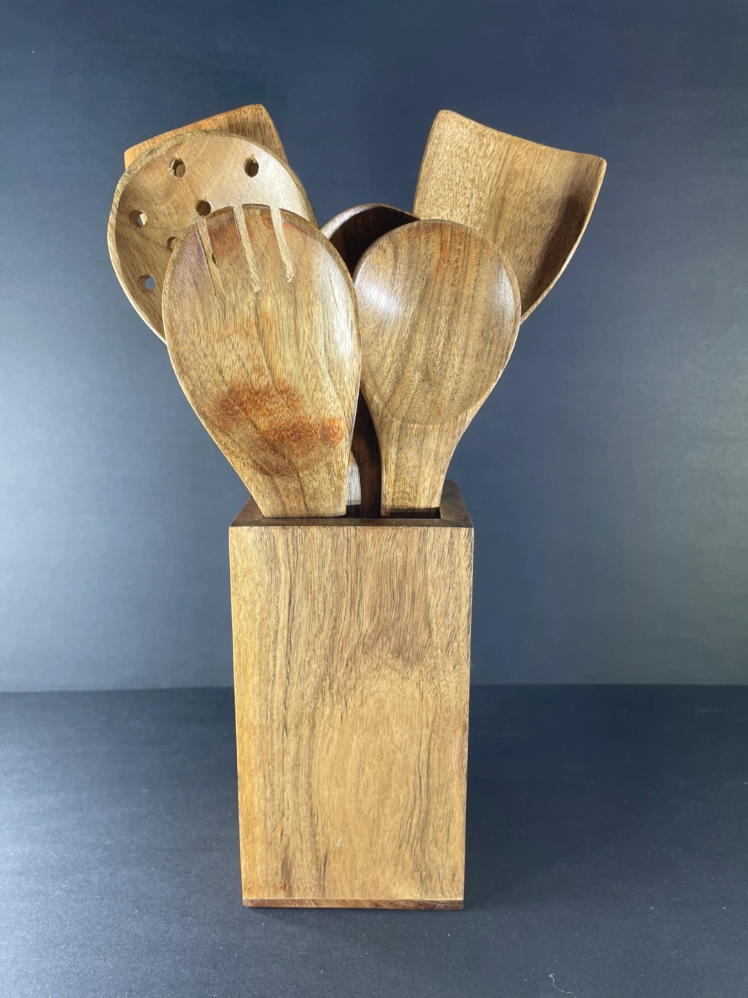 Wooden Kitchen Utensil Set with Holder - photo 2
