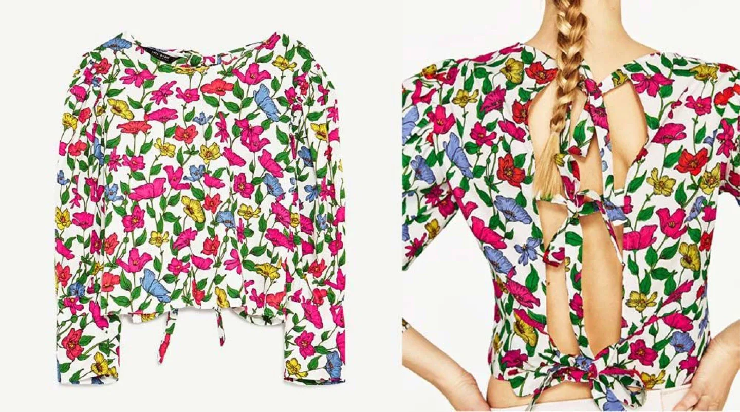 Zara Floral Print Blouse size XS image indicator(3)