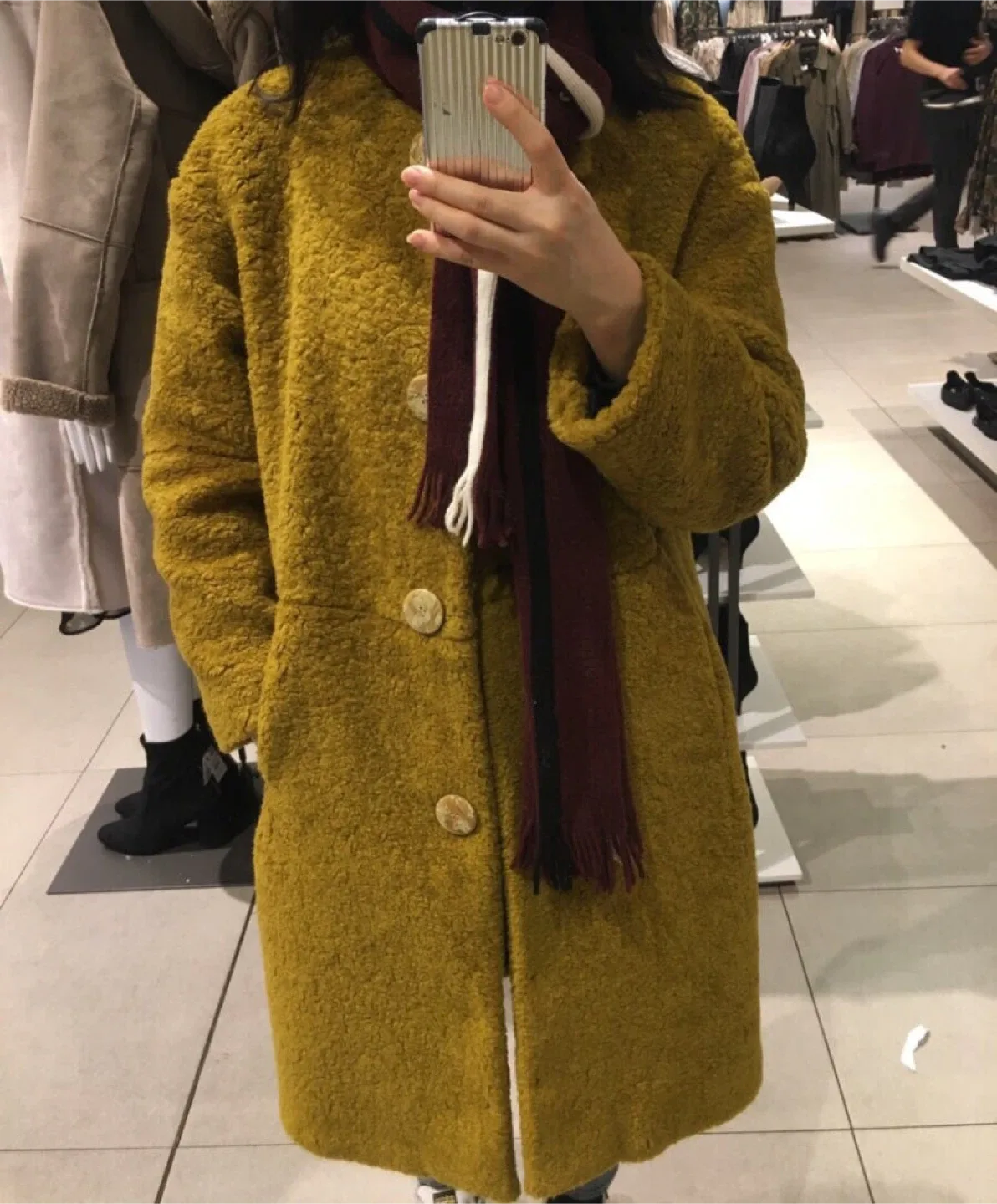 Zara Basic Yellow Teddy Coat - Size S image indicator(2)