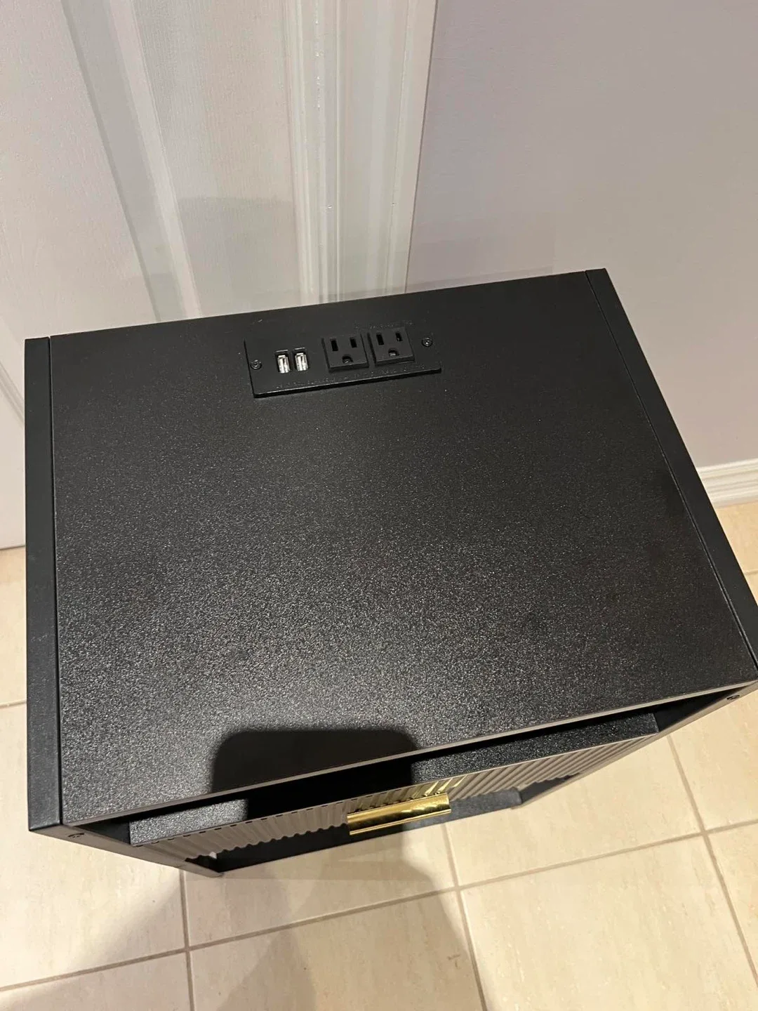 Black Nightstand with USB Ports & Outlet image indicator(4)