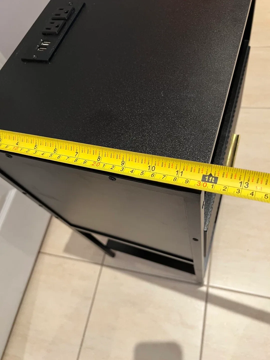 Black Nightstand with USB Ports & Outlet image indicator(8)