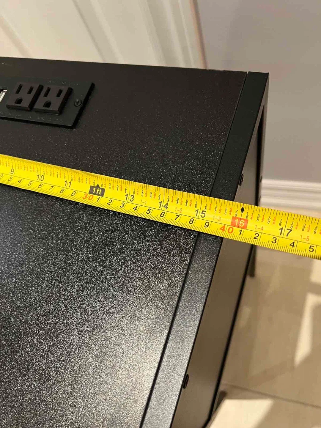 Black Nightstand with USB Ports & Outlet image indicator(7)