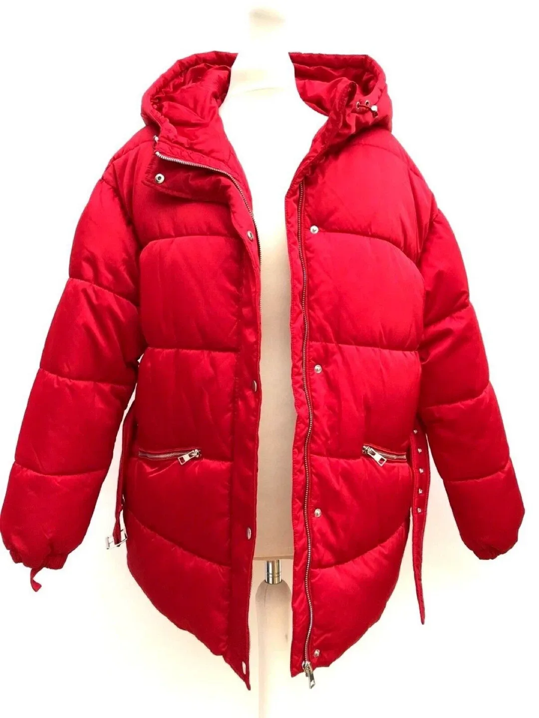 Zara TRF Outerwear Red Puffer Jacket - Size S image indicator(5)