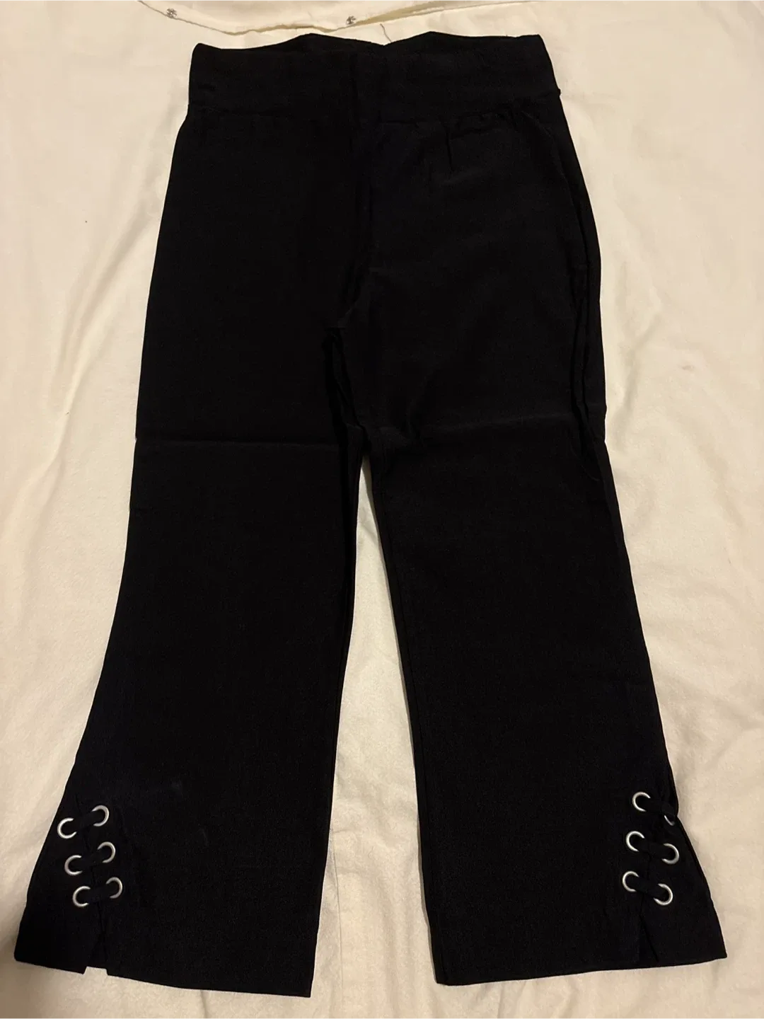 Black Pants with Lace-Up Detail