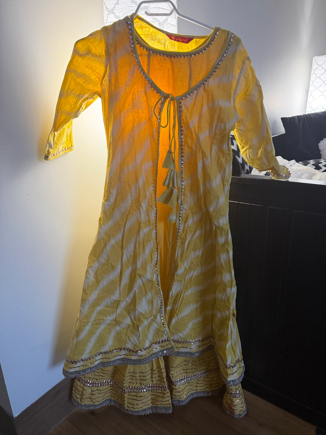 Yellow Floor length Dress with Shrug - photo 5