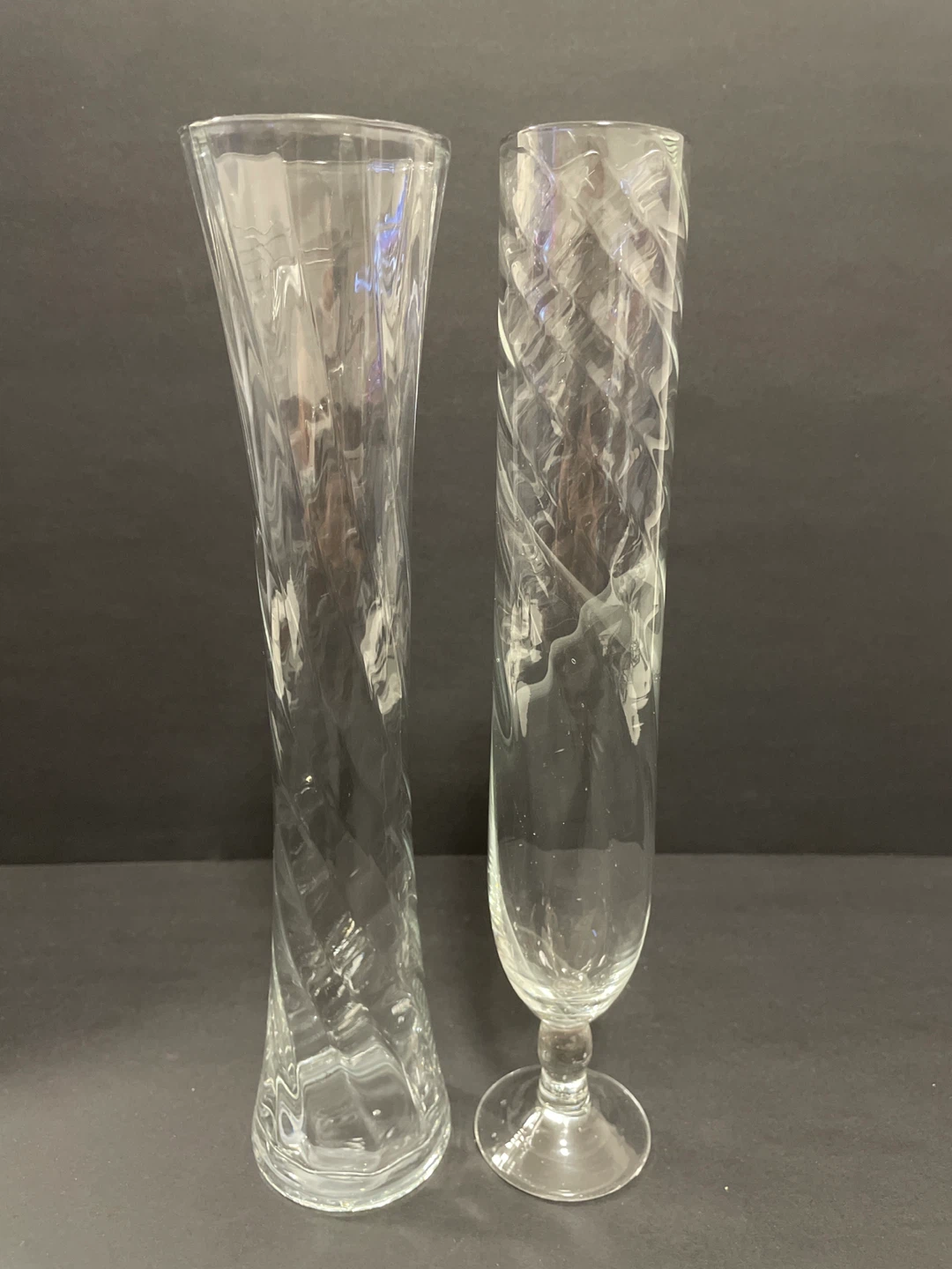 Two Clear Glass Vases