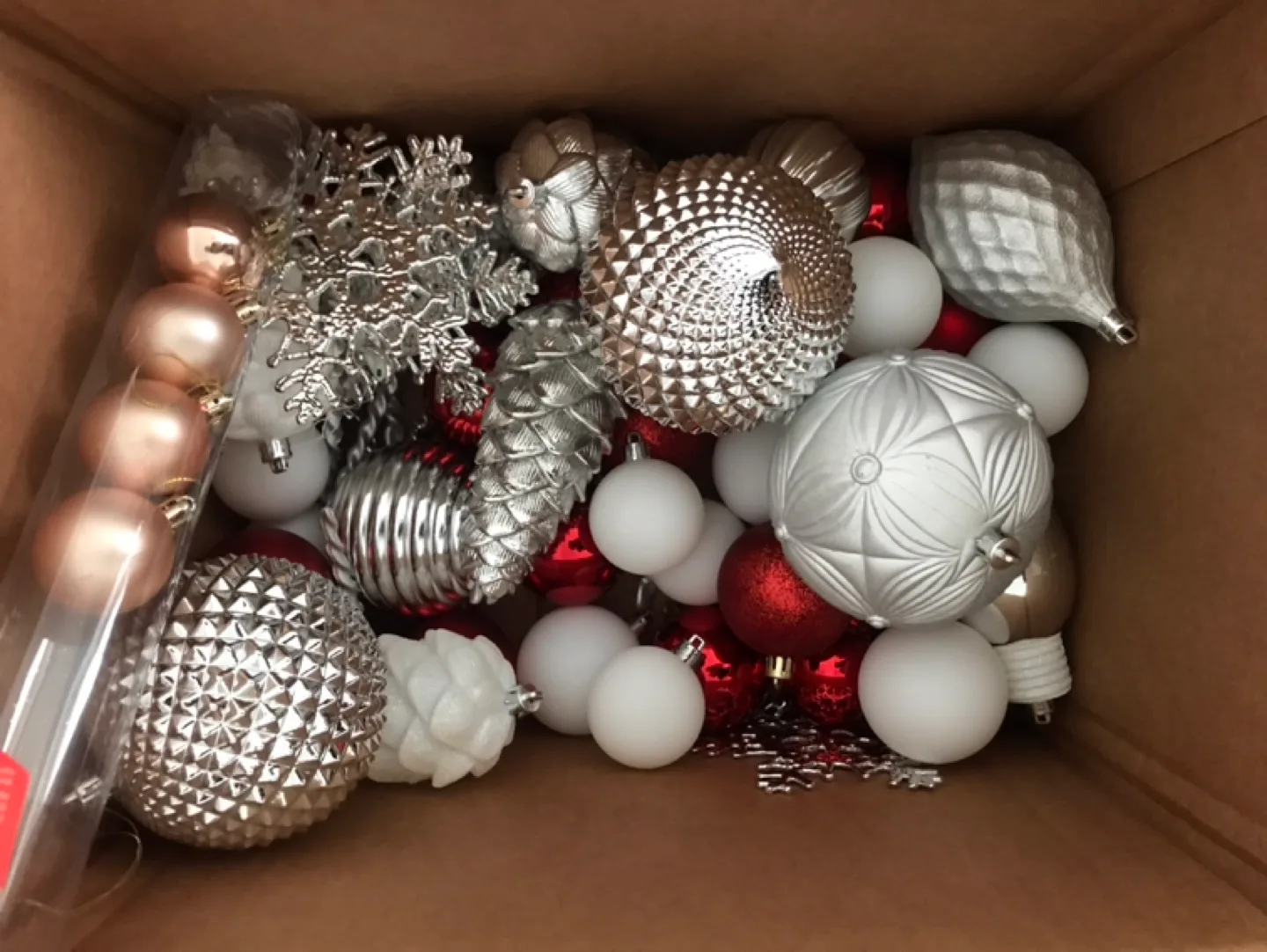 Christmas Ornaments - Silver, White, Rose Gold