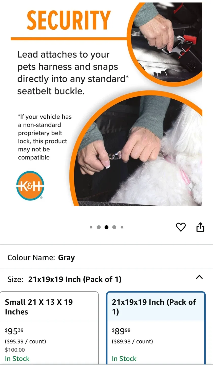 K&H Buckle n' Go Pet Seat - Gray, 21x19x19 Inch image indicator(4)