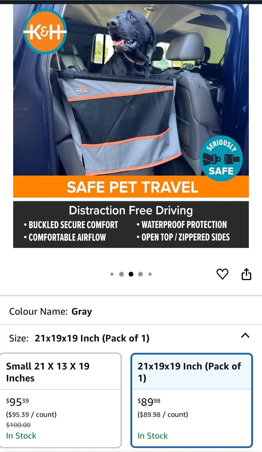 K&H Buckle n' Go Pet Seat - Gray, 21x19x19 Inch image indicator(3)