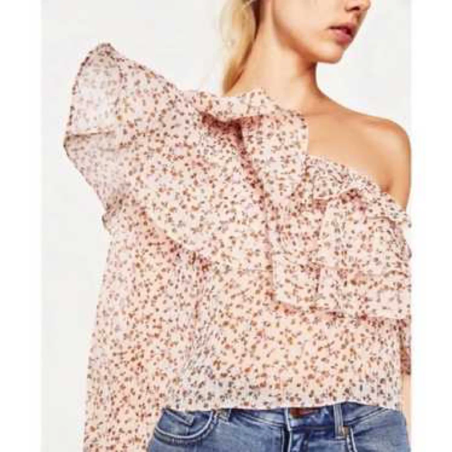 Zara Trafaluc Floral Ruffle Blouse Size XS