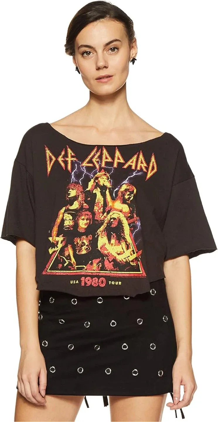 F21 Def Leppard Graphic Crop Top - Size Small