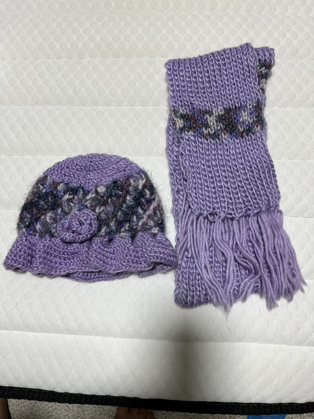 Handmade Purple Hat & Scarf Set