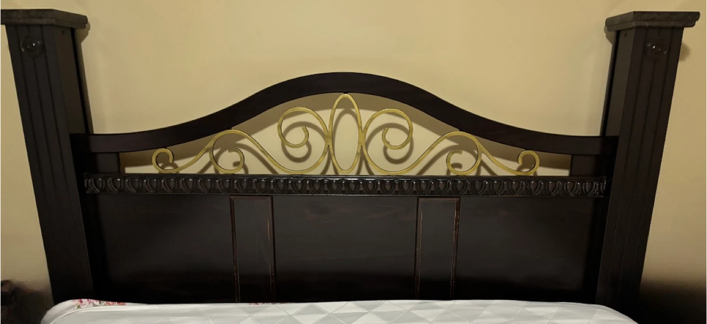 King Size Bed Frame - Dark Wood - photo 3