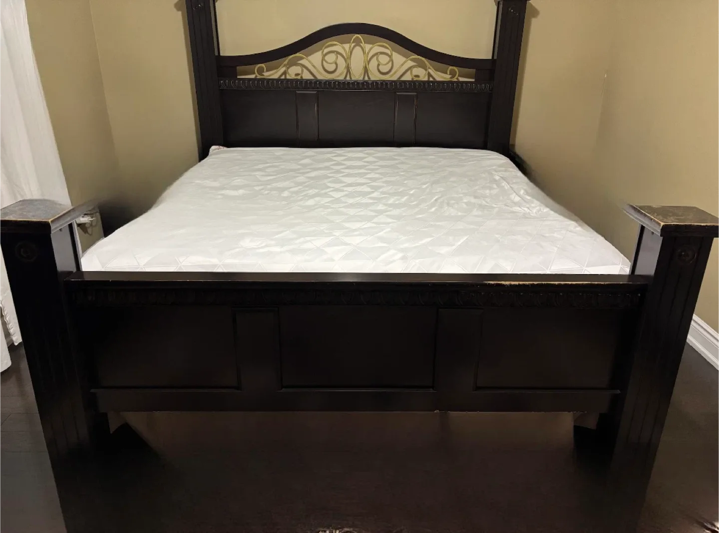 King Size Bed Frame - Dark Wood