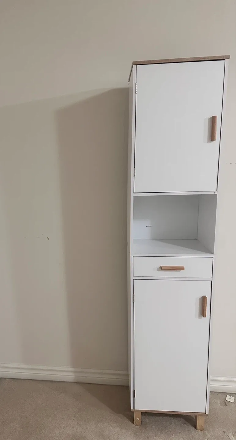 Large White Cabinet with Wooden Handles image indicator(2)